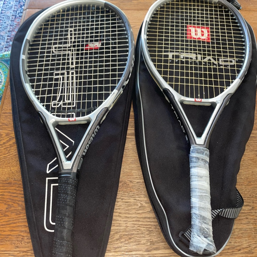 2) Wilson Triad Three Tennis Racquets in excellent condition
